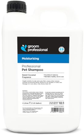 Groom Professional Coconut Moisturising Hundeshampoo (4 L) – Salonformat 10:1, Mit Kokosöl für Glanz & Geschmeidigkeit, Tiefenreinigend, Angenehmer Duft, Produziert in UK