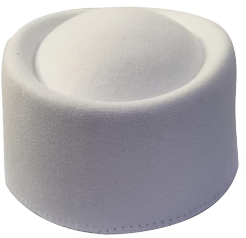 XAGMODSHN Pillbox Hut Zylinderhut Millinery Fascinator Basishut für Damen, Freizeitkleidung, Western-Fedoras, Hostessen, Weiß