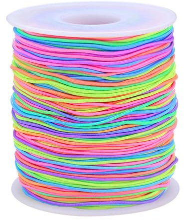 Cuerda Elástica, Hilo de Abalorios, Cuerda de Manualidades de Tela, Hilo Elástico Cuerda para Hacer Pulseras, Joyería, Collar - 1 mm, 100 m
