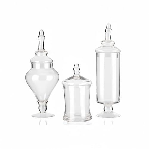 Wintem – Set 3 Contenitori Vetro con Coperchio Trasparente per Alimenti, Ideali per Cucina, Dispensa e Buffet, Capacità Variabile Facili da Usare e dal Design Elegante
