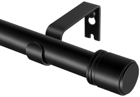 HOTOZON Gardinenstange Schwarz, 80-148 cm Vorhangstange Ausziehbar, 25 mm Durchmesser, Gardinenstange Verstellbar Metall, mit Kappenknäufen, Halterungen, Vorhang Stange für Fenster, Schlafzimmer