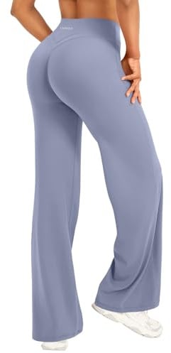 YEOREO Straight Leggings Damen Invisible Scrunch Hohe Taille Gym Pants No Front Seam Weitem Bein Yoga Hose Blickdicht Elastische Flared Leggings Soft Nahtlose Sport Schlaghose