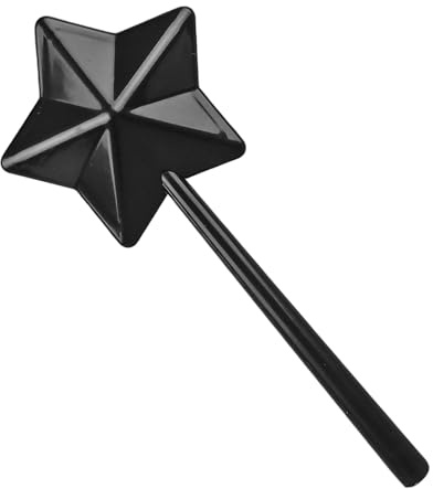 Wand Salt Shaker, Fairy Star Wand Salt Shaker Cute Pentagram Shape Seasoning Dispenser Plastic Refillable Reusable Sugar Dispenser for Kitchen BBQ Camping Restaurant (Black)