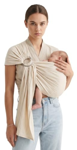 Naturioù - Simply Sling - Écharpe de Portage Bébé Simple Sans Noeud 100% Coton - Tissage Sergé Brisé - Naissance à 15kg - Écru