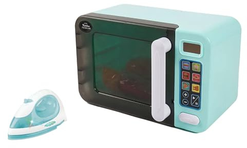 Microondas de juguete con luces y sonidos, plato giratorio interior, teclado interactivo cocina con plancha – Juego educativo 3 años + idea regalo