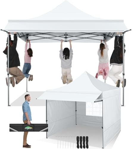 COBIZI Carpa Plegable 3x3M con Toldo y Paredes Desmontables,Blanco | Cenadores para Jardin 3x3 UV50+ Carpas de Camping Impermeables para Exteriores Jardin Playa Camping Fiestas