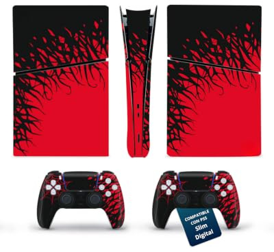 UtmostXP Adesivo per PS5 (Rosso Slim Digital) | Adesivo compatibile con PS5, adesivo protettivo per console e controller PS5, adesivo, accessori per Play 5