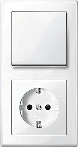 MERTEN M-SMART polarweiß glänzend (1x Steckdose, 1x Wechselschalter, 1x Rahmen 2fach, 1x Wippe)