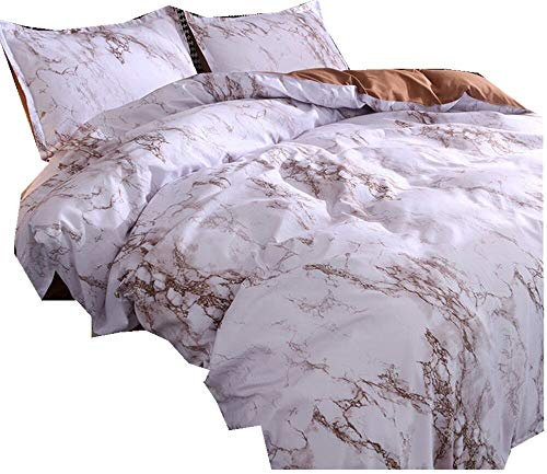 Bettwäsche-Set Graue Stein Ripple Bettbezug und Kissenbezug 100% Polyesterfaser Bettwäscheset Mit verdecktem Reißverschluss (Braun, 135x200cm)