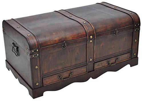 Tidyard Wooden Treasure Chest Large Brown 90 X 51 X 42 cm