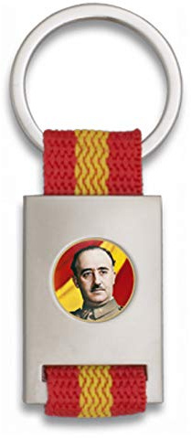 Tiendas LGP Albainox- Llavero Bandera de ESPAÑA y Chapa Francisco Franco, Plateado
