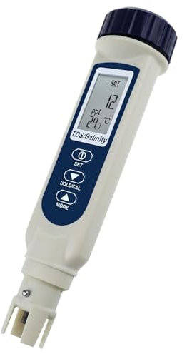 TDS/Salinitätsprüfer/Temperaturmessgerät für Wasserqualität, mehrere ATC-Einheiten (PPT, Ppm, S.G,%, ° C, ° F)