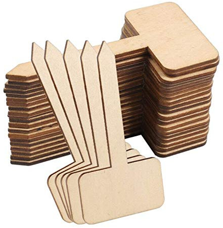 AILANDA 50 Stück Pflanzenschilder Holz Pflanzenstecker Pflanzenschilder zum Beschriften Wetterfest Pflanzenetiketten Stecketiketten Holz für Kakteen Pflanzen Blumen Garten