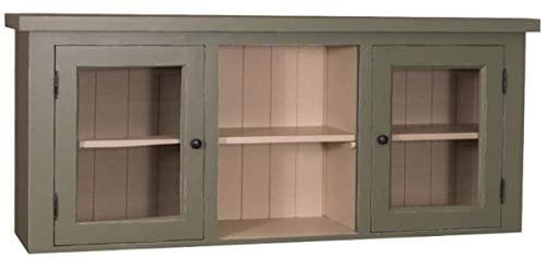 Casa Padrino Landhausstil Küchenhängeschrank Grün/Beige 156 x 31 x H. 65 cm - Landhausstil Küchenschrank mit 2 Glastüren