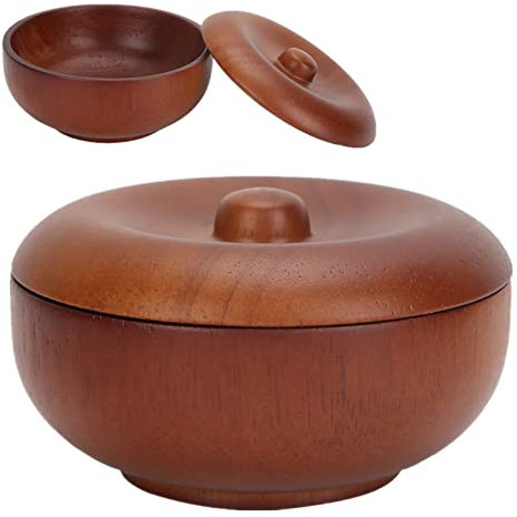 Pongnas Shaving Brush Bowl, Wooden Shaving Mug for Soap and Shaving Cream, Durable Shaving Soap Cup for Men, Large Deep Bowl Pottery Cup for Manual Shaving