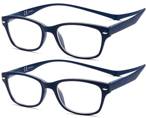 NEW VISION Lesebrille 2 pack, Magnet Lesebrille, Lesebrillen Herren, Klassischer Stil Lesebrille NV3282 mit Magnetverschluss Hinten, Lesehilfe für Damen Herren (BB, 3.5)