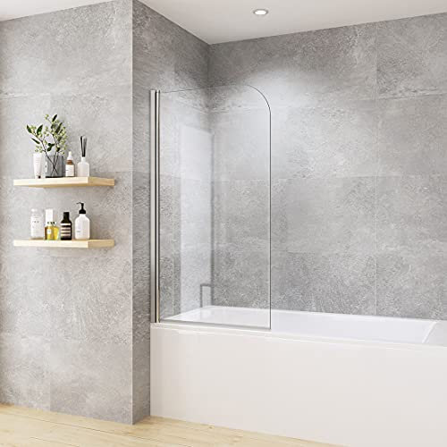 Heilmetz Duschabtrennung für Badewanne 70 x 140 cm Duschwand Badewannenaufsatz Duschtrennwand aus 6mm ESG klares Sicherheitsglas mit beidseitiger Nano Beschichtung