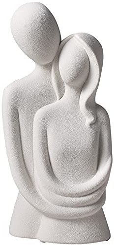 Moderne Skulptur Paar Deko Figur - Stilvolles Symbol Für Liebe Und Zuneigung Aus Keramik - Abstrakte Kunstverzierung - Deko Gut Als Geschenk-Idee Geeignet,Weiß,Couple Statue A