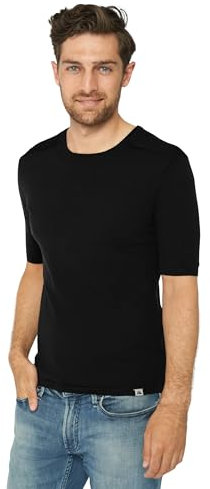 DANISH ENDURANCE Merino Shirt Herren, Kurzarm Funktionsshirt, Atmungsaktiv & Temperaturregulierend, Schwarz, XXL
