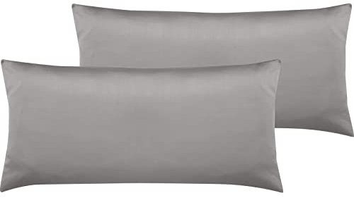 Pure Label 2er Set Mako Satin Kopfkissenbezüge 40x80 cm aus 100% Baumwolle in grau - Traumhaft weiche Kissenbezüge passend zu unseren Bettwäsche Sets