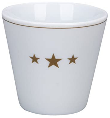 Krasilnikoff - Espresso-Tasse, Mokka-Tasse - goldene Sterne - Porzellan - Farbe: weiß - (ØxH) 6 x 6 cm