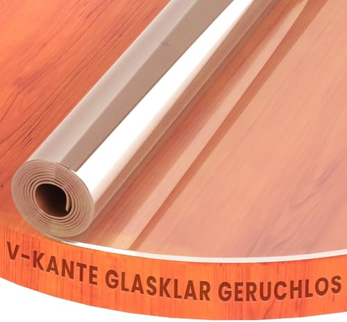 Transparente Folie abgeschrägte V Kante, glasklar und Hochglanz Schutzfolie Tischschutz Tischdecke Rund 65 cm V-kante Schutztischdecke Maschinenzuschnitt