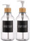 Segbeauty Dispensador de jabón, 2 de 500 ml con Bomba de Bambú y Etiquetas Impermeables, Botella de Plástico Recargable para Champú, Acondicionador, Jabón de Manos en la Baño, Cocina, Transparente