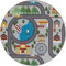the carpet Happy Life Kinderzimmer, Kinderteppich, Spielteppich, Straßenteppich, Straße, Stadt, Auto, Grau, 160 cm Rund