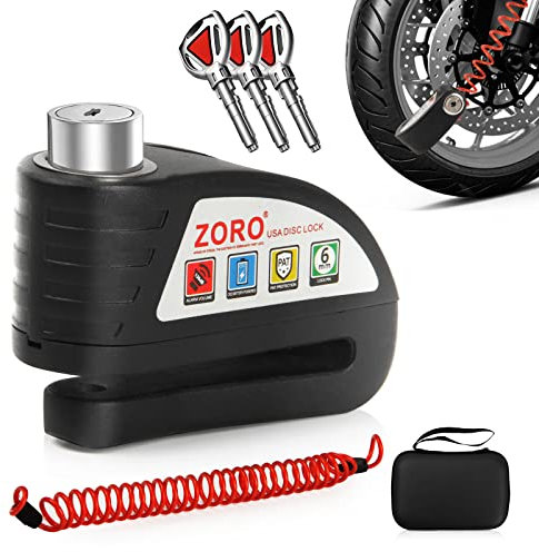 OPSOOPI Cerradura de motocicleta, bloqueo de freno de disco con alarma de 130 dB, cerraduras de motocicleta resistentes antirrobo, alarma de motocicleta, bloqueo de rueda impermeable para ciclomotor