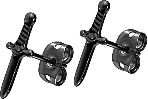 FILANGO 1 Paar Titan Ohrstecker SCHWERT Ohrring Schmuck Schwarz