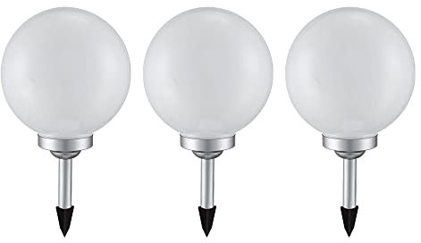 etc-shop Solarleuchte Kugel Garten LED Gartendeko Solarkugel für Außen 20 cm Kugelleuchte Solar, Leuchtdauer ca. 6-8 Stunden, H 62 cm, 3er