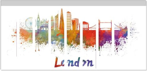 Wallario Ordnerrücken Sticker Städte als Aquarell - Skyline von London - Größe 9 Stück, Rückenschilder für 9 breite Ordner, Klebeetiketten