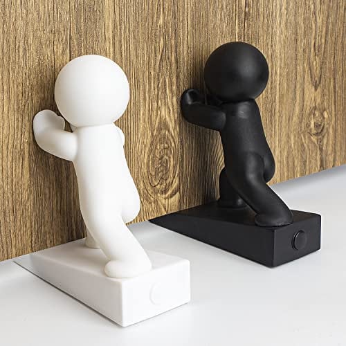 Simpatico fermaporta, confezione da 2, flessibile ed efficace per mantenere la porta aperta, bianco + nero (brevettato)