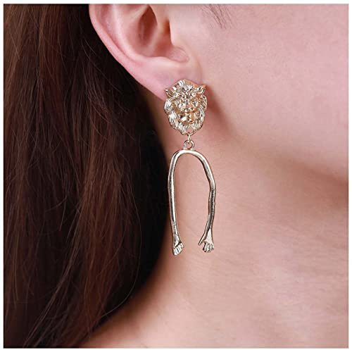 Cimenexe Punk Löwenkönig Ohrstecker Gold Löwenkopf Ohrringe Löwenkopf Statement Ohrringe Übertrieben Tier Tropfen Ohrringe Schmuck Für Frauen Und Mädchen
