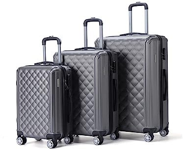 VERTICAL STUDIO 20 24 28 Koffer Reisekoffer 3er-Set Trolley Mehrteilig mit Ziffern Kofferschloss aus Kunststoff (ABS) Vier Rollen (Grau Trondheim)