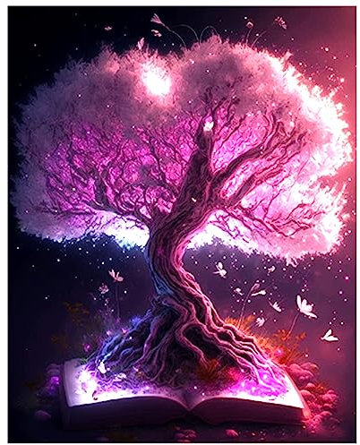 Arbre de Vie Diamond Painting 5D - Broderie Diamant Personnalisé, Puzzle pour Adultes, Décoration Intérieur (Violet 30 x 40 cm)