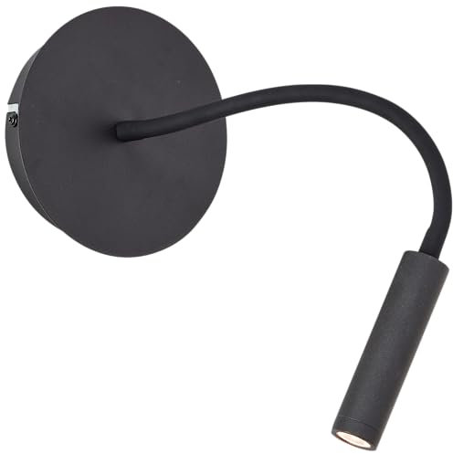Lightbox LED Wandspot - 42 cm Höhe, Ø 14 cm - schwarze Wandleuchte mit flexiblem Lesearm - Schalter - 4,1 W - Lichtfarbe: 3000 K & Helligkeit: 270 lm - aus Aluminium/Metall