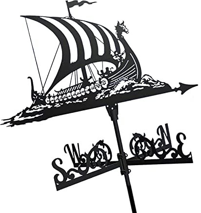 EICOFF Exquisite Metall-Wetterfahne-Ornament, Wetterfahne, Wikinger-Schlachtschiff, Wetterhahn, Windrichtungsanzeiger mit Dachmontage, Retro-Kämpfer-Banner, Form eines Deutschen Schäferhundes, krea