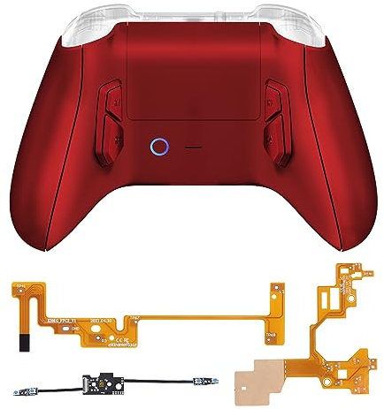 eXtremeRate Victor X Remap Kit pour Xbox Series X/S Manette, 4 Palette avec Coque Arrière Grip pour Xbox Series X/S, Coque Arrière Grip Redessiné Rouge Écarlate
