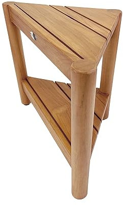 SPATEAK Asta Select Eck-Duschhocker aus massivem Teakholz, tragbarer Teakholz, Spa/Dusche/Indoor/Outdoor Hocker mit Ablage, Teakholz Duschecktisch, Teakholz-Akzenttisch, komplett montiert, ST-51