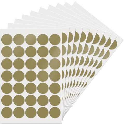 YIKIADA Gold Runde 25 mm Punktaufkleber Selbstklebende Markierungspunkte Wasserdicht Klebepunkte Aufkleber Kleine Farbkodierung Etiketten 350 Stück