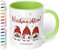 Weihnachtstasse mit Namen „Frohe Weihnachten!“ - mit 3 Wichtel-Motiv - 330ml - personalisierter Keramik Kaffeebecher mit Spruch – individuelles kleines Geschenk zu Weihnachten (Hellgrün)