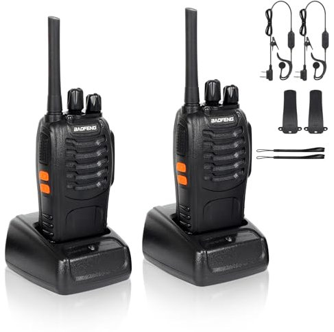 Talkie Walkie Rechargeable PMR446 16 Canaux,CTCSS/DCS,FM, Batterie De 1500 MAh, PortéE Maximale De Conversation De 5 Km, Radio Professionnelle avec Kit Mains Libres Type-C