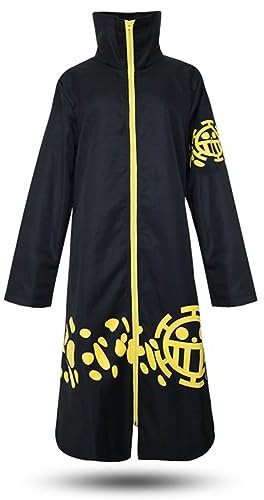 Generisch Anime Trafalgar Law Mantel Mantel Uniform Cosplay Kostüm,S-Black