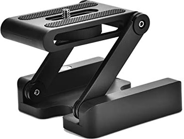 Dioche Folding Tilt Camera Stand, Black Universal Pan Tilt Head Z Type Tilt Flexible Folding Tripod Head 1/4 Inch Mounting Screw for DSLR