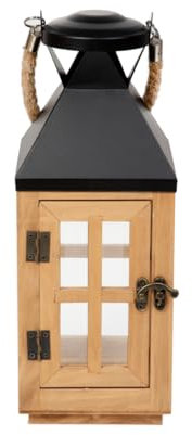 HOMLA Laterne Windlicht Kerzenglas Teelichthalter Burel Holz 12,5x12,5x31 cm