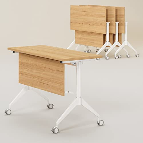 OHaGin Mobiler Schulungstisch mit Bescheidenheit, Konferenztisch mit Klappdeckel für Büro, Besprechung, Konferenzraum, 4 Stück (Holz 180 * 60 * 75 cm) (Holz 180 * 50 * 75 cm) (Holz 120 * 50 * 75 cm