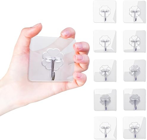 YEibi 12 Ganchos Adhesivos Grandes Resistentes 10kg, Ganchos Adhesivos Para Pared, Colgadores Autoadhesivos de Alta Resistencia, Ganchos XL Sin Perforaciones, Para Toalla, Perchas, Sin Taladro