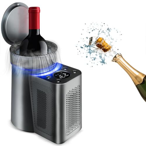 OmePS Elektrischer Weinkühler für 750 ml Wein und Kaffee, tragbarer Weinkühler, eisfreier Eimer aus Edelstahl 314, schnelles und müheloses Kühlen von Wein, Weinzubehör für Küche, Bar, Wohnmobil