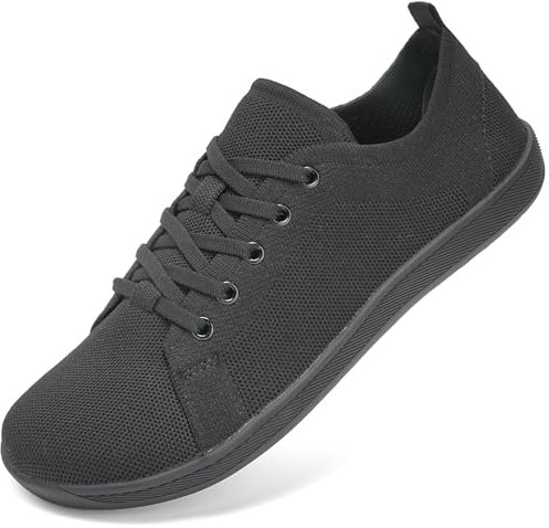 IceUnicorn Barfußschuhe Damen Herren Breite Zehenbox Traillaufschuhe Walkingschuhe Weit Füße Minimalistische Sneaker(Schwarz, 41EU)